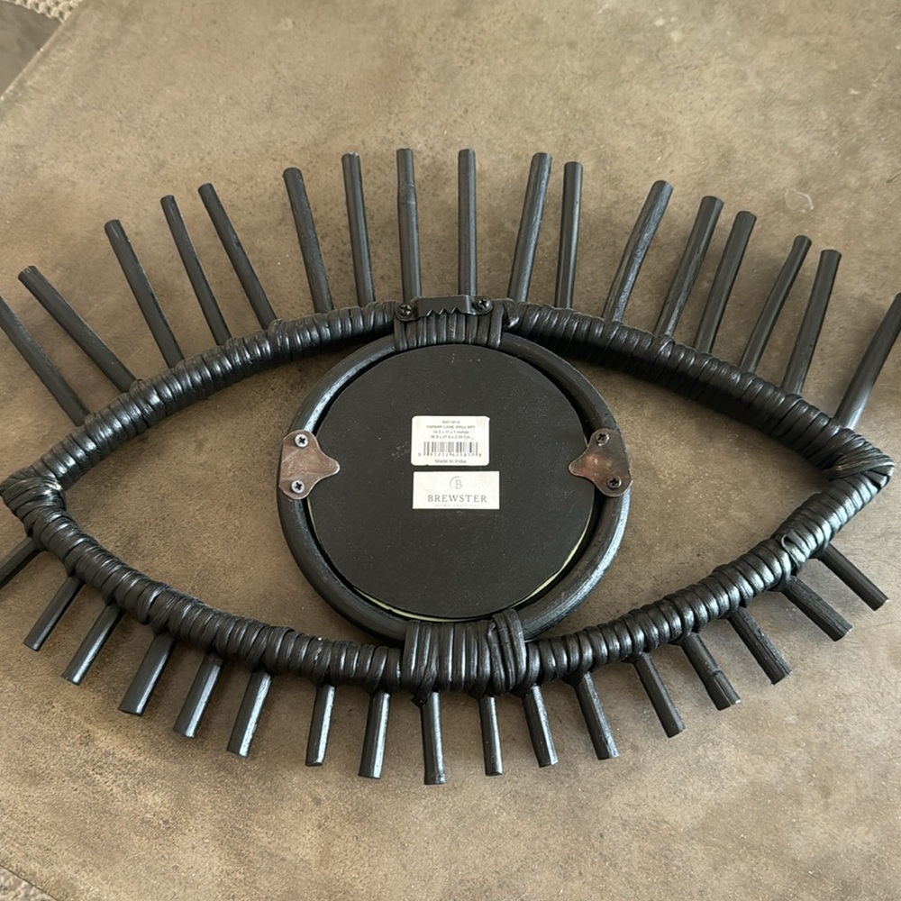 Black Wicker Evil Eye Mirror - Picture 2 of 2